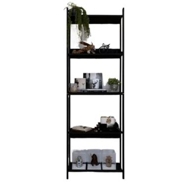 Imagem de Estante Organizadora Multiuso com Mini Estante para Livros e Livreiro de Aço - Estante para Ambientes Elegantes(Preto)