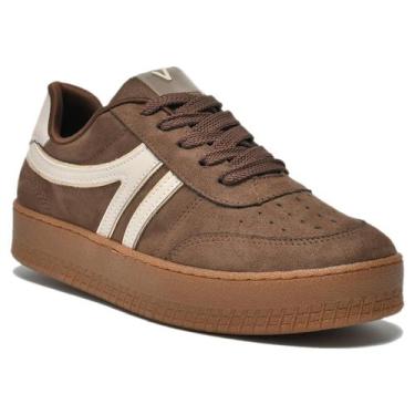 Imagem de Tênis Via Marte Feminino Camurça Casual 216-001-01, 38, Marrom dourado