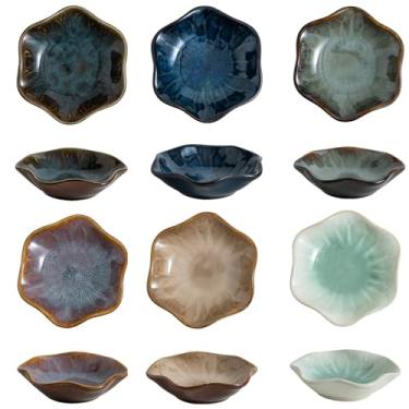 Imagem de Mosuji Conjunto de tigelas de cerâmica para molho de soja de 6 a 10 cm, tigelas de aperitivo e acompanhamentos para sushi, condimentos, lanches, tapas (mistura de 6, 6 cores e combinação)