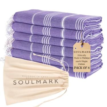 Imagem de SOULMARK Pacote com 6 toalhas de praia de algodão turco - grande 99 cm x 178 cm cobertor de praia de secagem rápida sem areia, leve, ultra absorvente, pré-lavado, perfeito para a praia, academia, spa