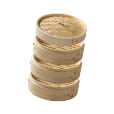 Imagem de ＫＬＫＣＭＳ Cesta de bambu para cozimento a vapor, utensílios de cozinha, ideal para pães e bolinhos, 30cm 3 camadas