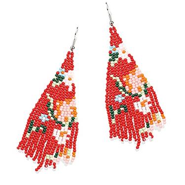 Imagem de Brincos de borla com contas longas – Brincos de franja boêmia, brincos pendentes tribais com contas de semente, pendientes de borla, ideia de presente para mulheres, meninas, dia dos namorados,