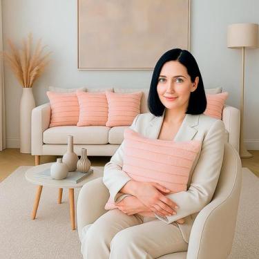 Imagem de Almofada Decorativa Para Sofá, Cama de Pelúcia Luxo Soft Wave Rose 45x