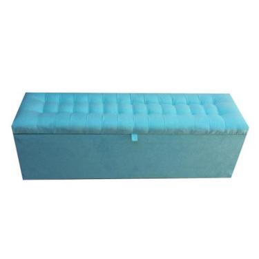 Imagem de Recamier puff baú beira de cama 1,38 100% mdf - azul tiffany - Negromo
