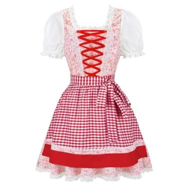 Imagem de Zhitunemi Oktoberfest Trajes femininos: Vestidos Dirndl Alemães Mulheres Festa Wurstfest Celebrações 32017Rosa-GG