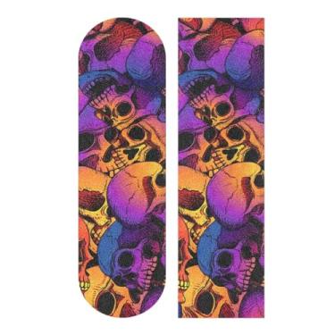 Imagem de Skull Puttern Skateboard Grip Fita adesiva Scooter Deck Papel de areia 22,86 cm x 83,82 cm