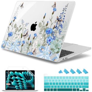 Imagem de May Chen Capa compatível com MacBook Pro de 16 polegadas versão 2020 2019 A2141 com Touch Bar e Touch ID, capa rígida de plástico com capa de teclado + protetor de tela, flor tropical S390