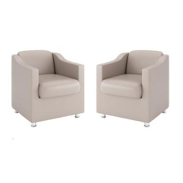 Imagem de Kit 2 Poltronas Decorativas Para Recepção Courino Bege