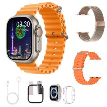 Imagem de Kit Smart Watch Relogio Tela Amoled 2.2 Serie9 W69 Ultra Android iOS B