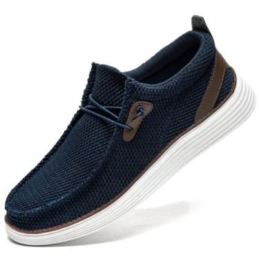 Imagem de Yytlch Mocassins masculinos para caminhada, tênis de corrida, tênis, atlético, treino, academia, moda, clássico, antiderrapante, casual, confortável, lazer, vintage, sem salto, 01 Azul escuro, 42