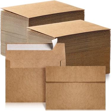 Imagem de Fainne Pacote com 600 envelopes marrons a granel, envelopes kraft para convite, vale-presente de 120 GSM para escritório, presente, festa, chá de bebê, casamento (A7,13 x 18,4 cm)