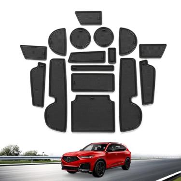 Imagem de Forro de console central de 16 peças para Acura MDX 2025 2022-2024 inserções de porta-copos para acura MDX 2025 tapetes antipoeira acessórios interiores (preto)
