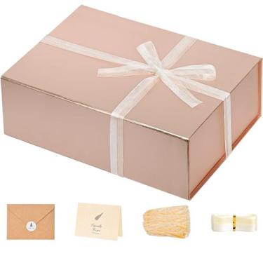 Imagem de Caixa de presente LIFELUM Rose Gold Luxury com tampa magnética 35x21x1