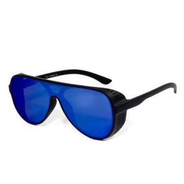 Imagem de Óculos de Sol Escuro Masculino Steampunck Redondo Furos Laterais Prote