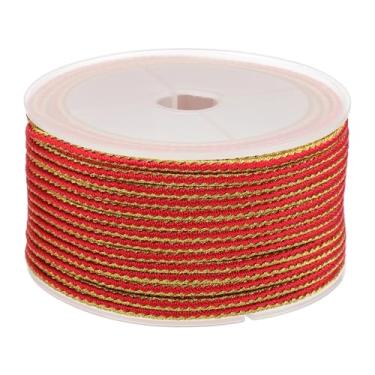 Imagem de PATIKIL 15 jardas x 2,5 mm cordão trançado, pulseira metálica, cordão de macramê, trança, miçangas, fio para cordas, tricô, faça você mesmo, joias, suporte de parede, vermelho