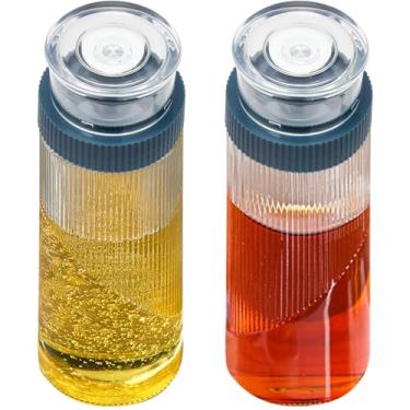 Imagem de Dispensador de azeite de oliva de 400 ml para cozinha, acampamento, vidro, óleo e vinagre, garrafa para viagens ao ar livre (azul, 2 peças)
