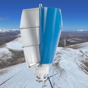 Imagem de 48V,Gerador de turbina eólica de emergência para exteriores, silencioso, de 3000 W, com controlador, kit de gerador eólico solar espiral azul de 2 pás (12 V-48 V)