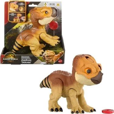 Imagem de Jurassic World Rebirth Dinossauro Aquilops Dolores Interativo 25 Cm – C/ Som e Reação - Mattel 