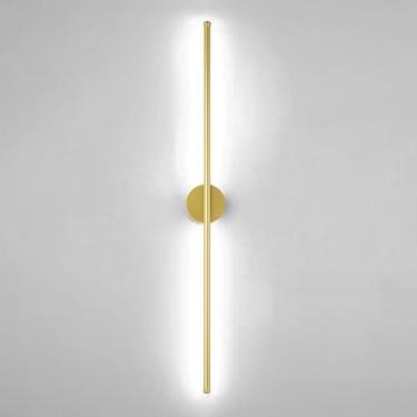 Imagem de Aplique de parede dourado, iluminação em linha de aplique de parede, candeeiro de parede de tiras modernas, apliques de parede longos, luzes de parede para corredor, sal, White Light, 120 cm