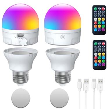 Imagem de Lâmpada de carregamento automático E26 com lâmpada de reserva de bateria, controle remoto e temporizador para arandelas e lâmpadas, carregamento E26 e USB para luminária sem fio, 3 temperaturas de cor