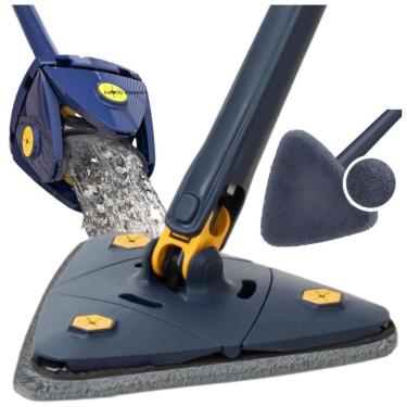 Imagem de Esfregão Giratório 360 Rodo Mop Triangular Azul 130cm