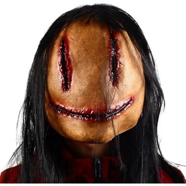 Imagem de Zoyomax Creepy Halloween Mask with Hair, Horror Devil Mask Scary Stitching Female Ghost Mask Natural Latex Horror Mask for Cosplay, Themed Party, Horror Challenge Games,Skin Color,Universal