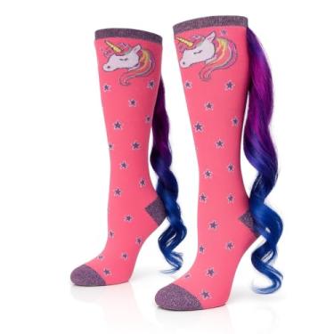 Imagem de Gears Out Meias de unicórnio mágicas com cauda colorida - rosa e roxo - tamanho único, rosa, Tamanho Único