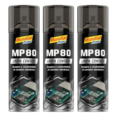Imagem de Kit 3 Limpa Contato Elétrico Spray 300ml Mundial Prime MP80 Aeroflex – Remove Oxidação, Poeira e Garante Melhor Contato em Componentes Elétricos