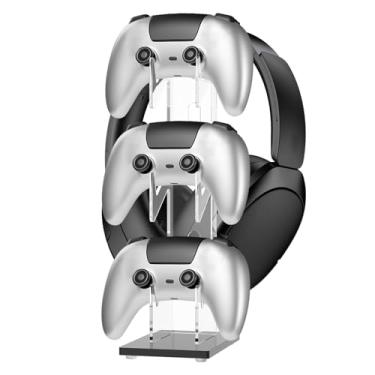 Imagem de 3 Tier Controller Holder and Headphone Stand, 2 in 1 Game Controller Stand Holder Organizer for ps5, ps4, One, Series, Earphone Hanger Accessories for Desktop Gamer (Black)