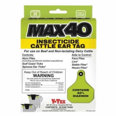 Imagem de Y-Tex 21297070 MAX 40 Etiqueta de ouvido inseticida para gado - Quantidade 40