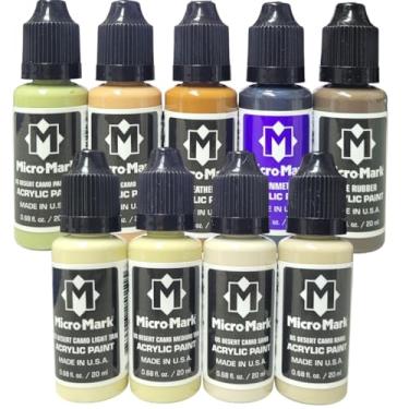 Imagem de Micro-Mark Conjunto de tinta acrílica moderna das Forças Armadas dos EUA, Deserto da Segunda Guerra Mundial, 9 peças