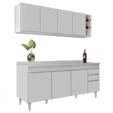 Imagem de Armário Nevada E Balcão 180Cm Com Tampo Dallas Branco