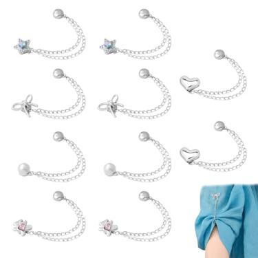 Imagem de Pacote com 10 clipes magnéticos para roupas – Clipes de camisa elegantes para decoração de roupas femininas, ajustadores de encurtamento para mangas de camisa, camiseta, gola e bainha de calça