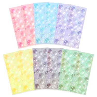 Imagem de Adesivos de bolha, 12 folhas coloridas bolha coreana adesivos fofos autoadesivos adesivos de cartão de foto adesivo pop decorativo para scrapbooking, cartão de presente, fichário, álbuns, artes