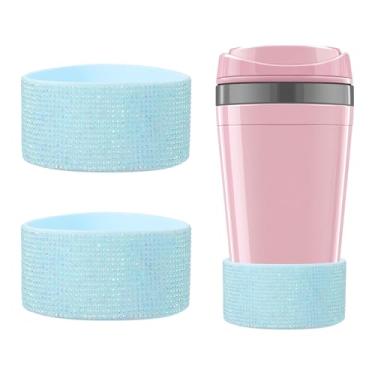 Imagem de YELARXI Bota de silicone com glitter, botas protetoras de diamante, protetor de copo antiderrapante brilhante com fundo de 7 cm - adequado para (garrafa de água Stanley Tumbler), pacote com 2 e 567