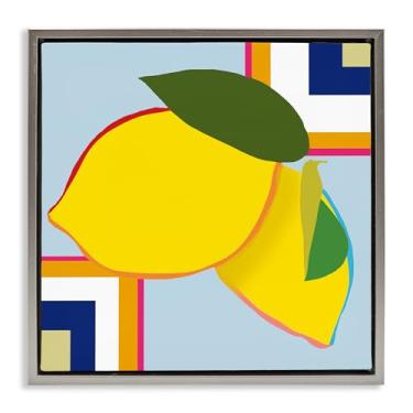 Imagem de Stupell Industries Arte de parede geométrica em tela flutuante cinza limão fruto, design por Daniela Santiago, 63 x 63 cm