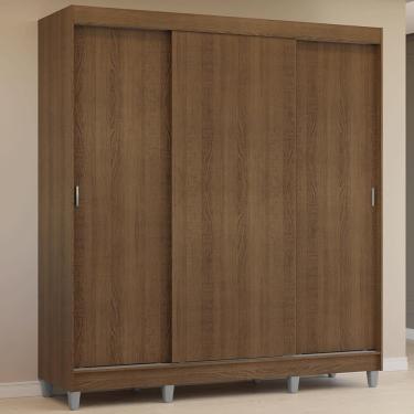 Imagem de Guarda-roupa Casal Com Pés 3 Portas De Correr Rustic Reno Madesa Rustic