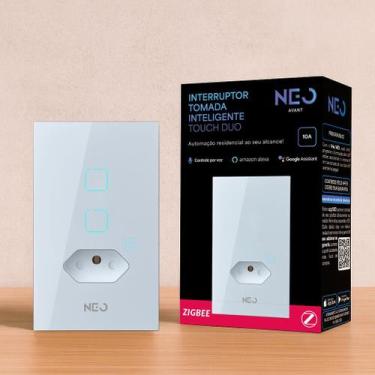 Imagem de Interruptor Inteligente Smart Zigbee Alexa 2 Botões Tomada 4x2 Bivolt 