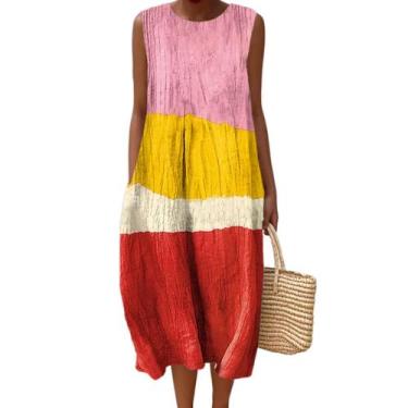 Imagem de Vestido maxi feminino Akivide com estampa floral boho de verão com bol