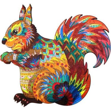 Imagem de Quebra-cabeça de esquilo de madeira, difícil e irregular, 100 peças, p