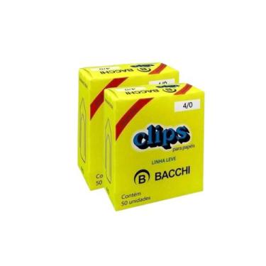 Imagem de Kit 2 Caixa c/50 clips galvanizados 4/0 clipes bacchi papel