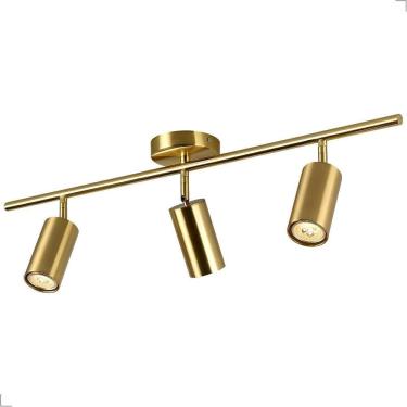 Imagem de Luminária Teto Spot Triplo Orientável Sobrepor Gold Aluminio