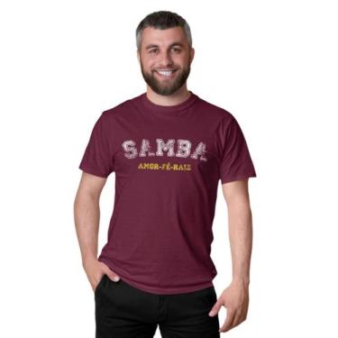 Imagem de Camiseta Samba Amor Fé Raiz Pagode Masculina - Blackchic, Bordô, GG