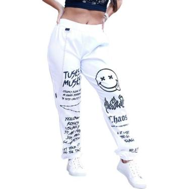 Imagem de Calça Jogger Smile Street Emoji Corta Vento Skate Corrente Estampada S