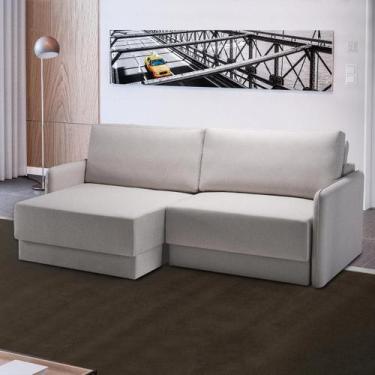 Imagem de Sofá Retrátil 2 Lugares 180cm Madrid com Braço Slim Linho Off White NS