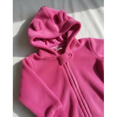 Imagem de Macacão Fleece Bebê Super Quentinho com Touca e Orelhinhas Menina ou M