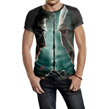 Imagem de Camiseta Raglan Masculina Harry Potter Lord Voldemor Ref:214 - smoke, 