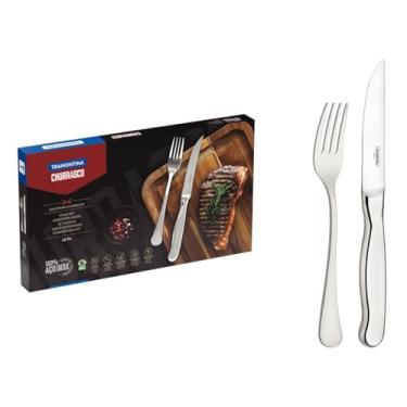 Imagem de Jogo para Churrasco Tramontina Zurique em Aço Inox Facas Jumbo Fio Serrilhado Acabament...