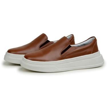 Imagem de Tênis Masculino Slip On Até 46 Couro Avalon Kane em Couro Whisky, 44