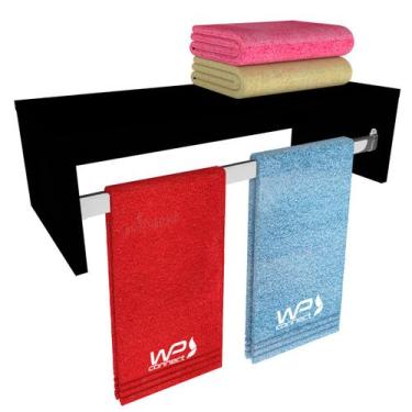 Imagem de Cabideiro Prateleira Com Tubo De Alumínio Para Guardar Roupas Toalhas 